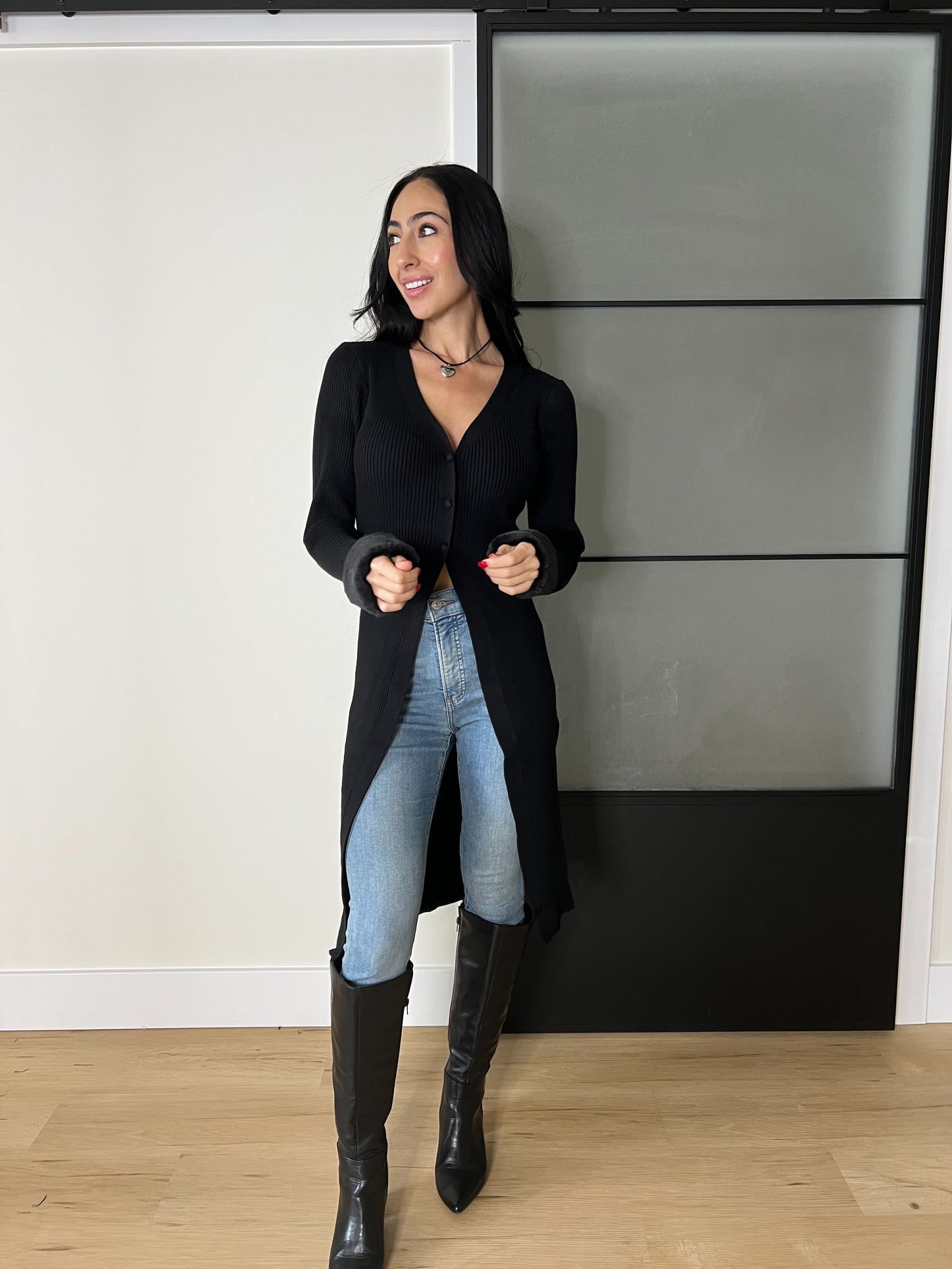 Nova Faux Fur Cuffed Cardigan