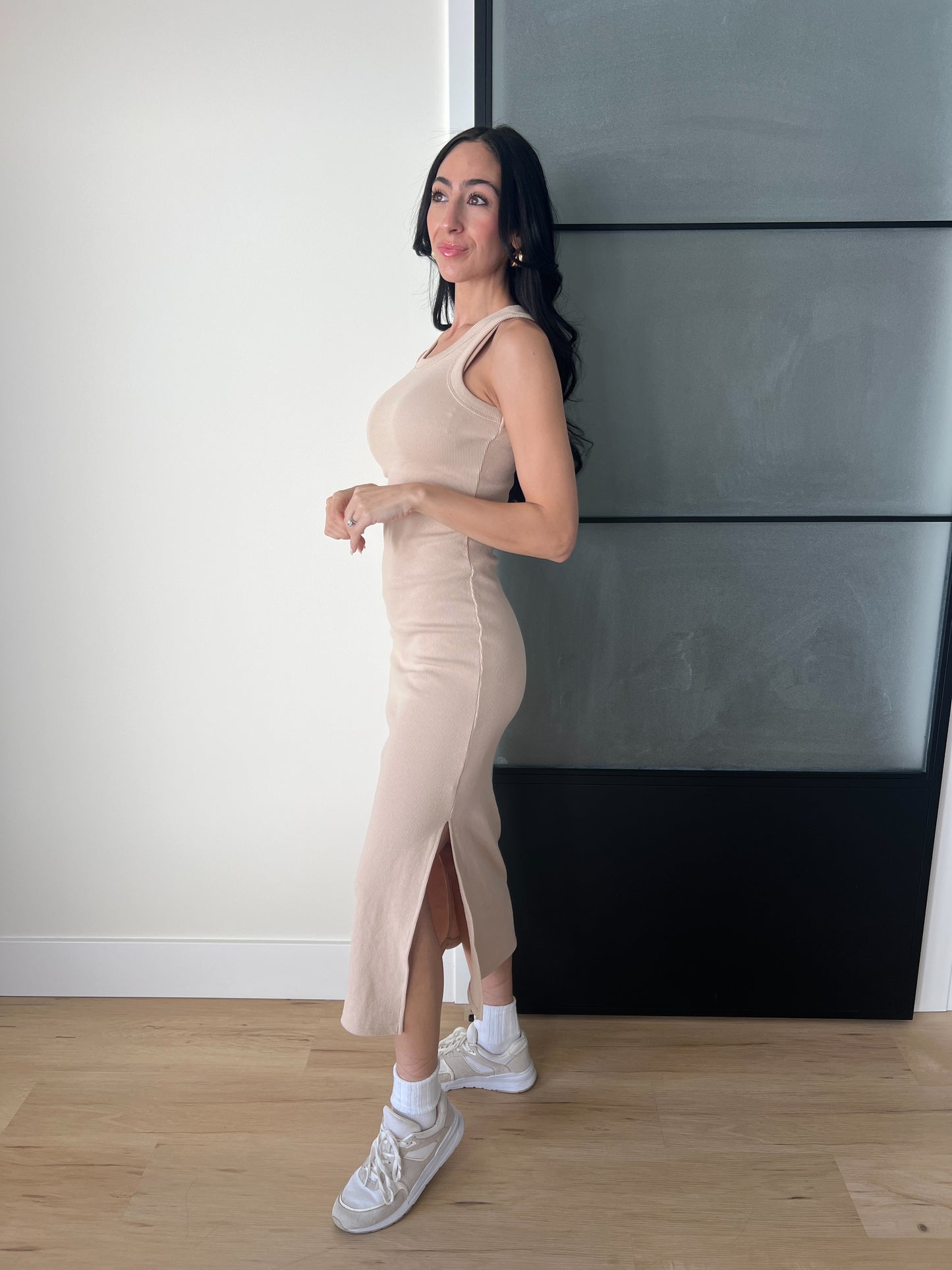 Bodycon Midi Dress-Taupe