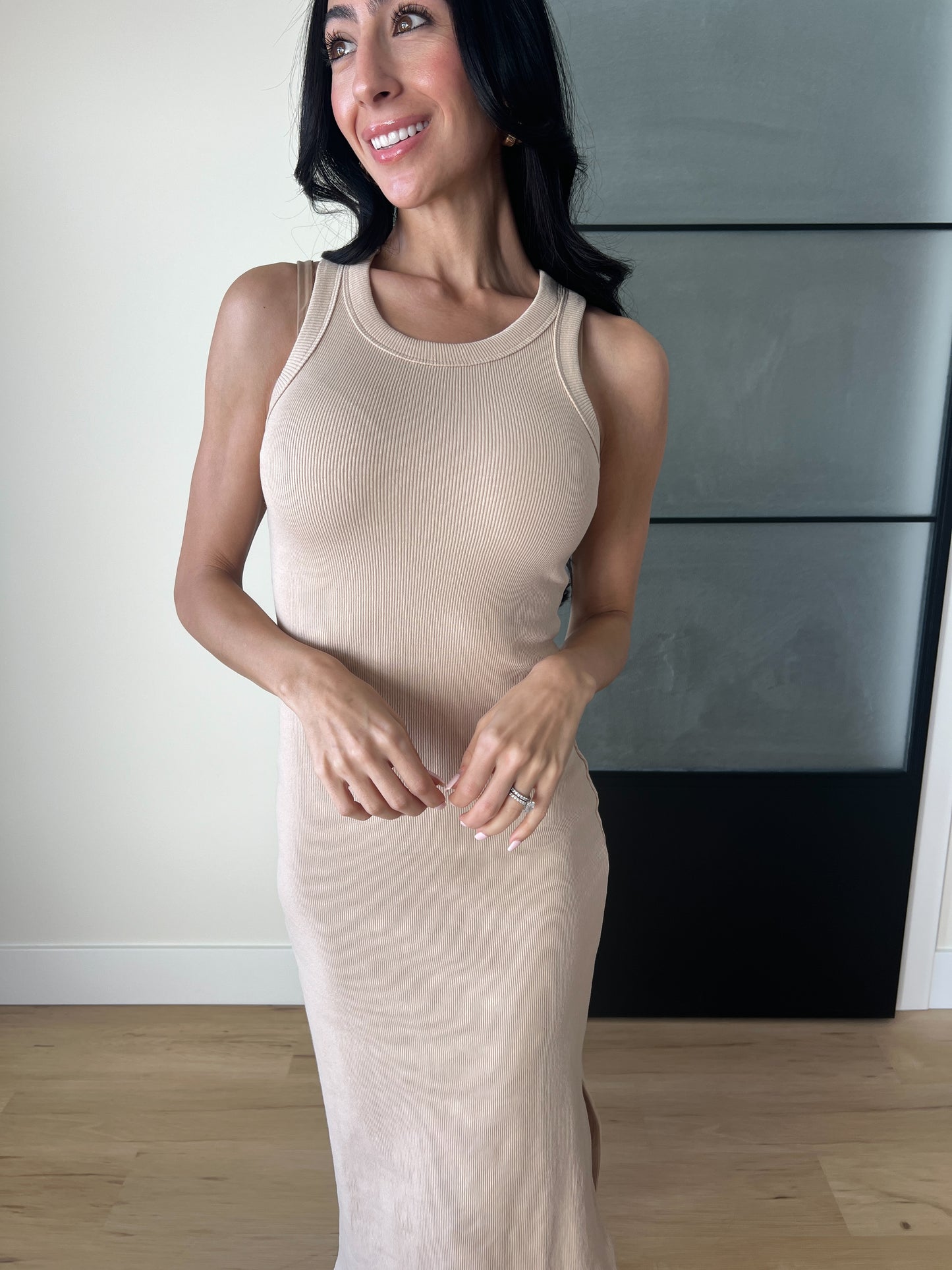 Bodycon Midi Dress-Taupe