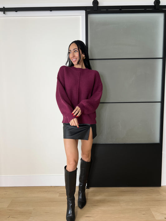 Sadie Oversized Sweater- Merlot