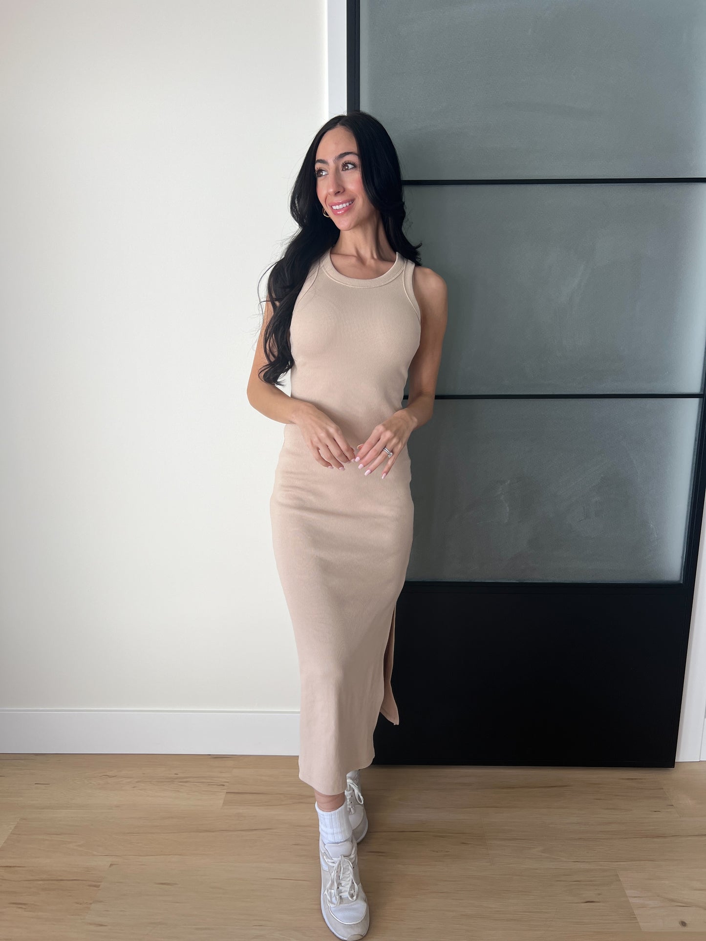 Bodycon Midi Dress-Taupe