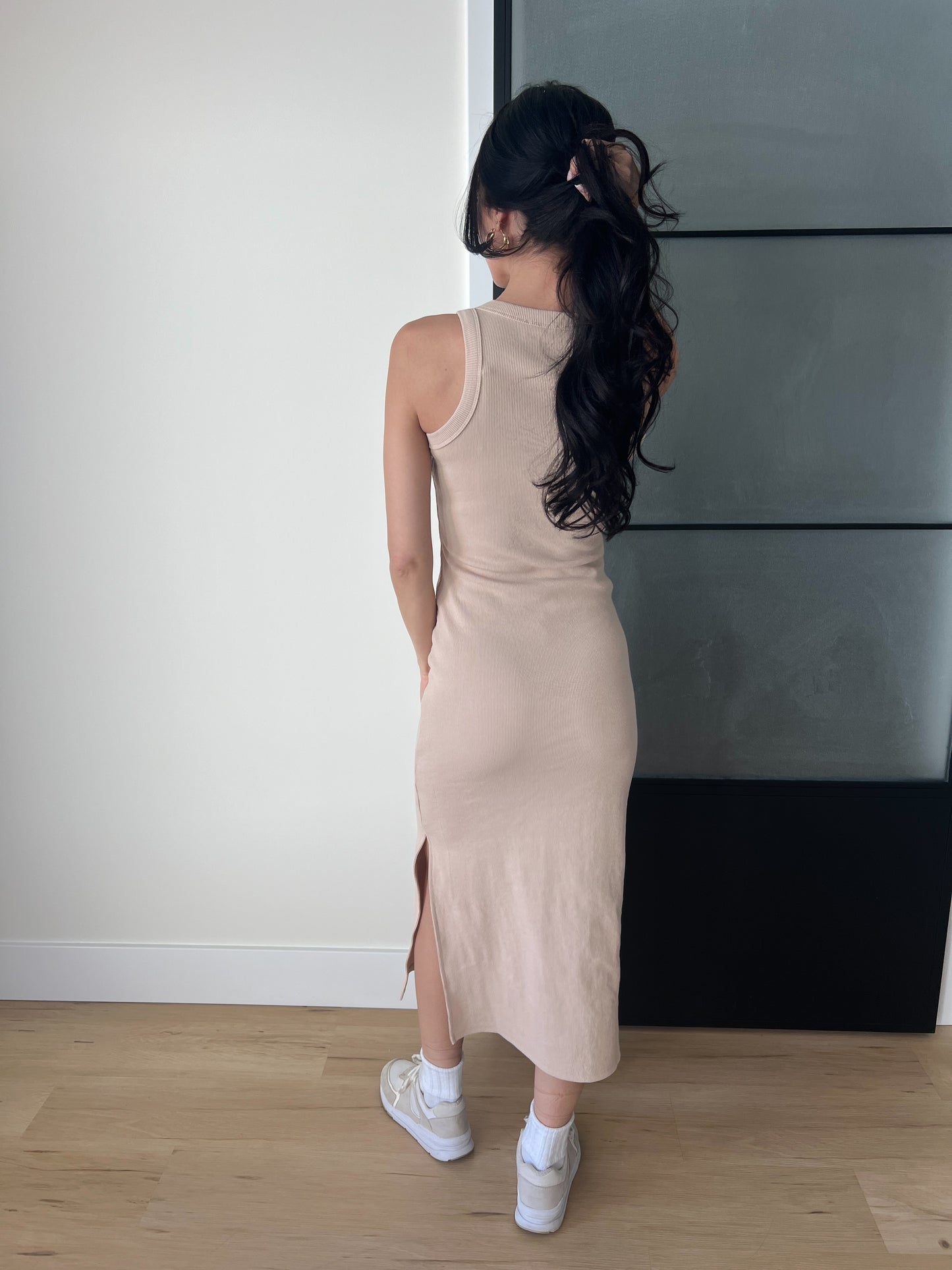 Bodycon Midi Dress-Taupe