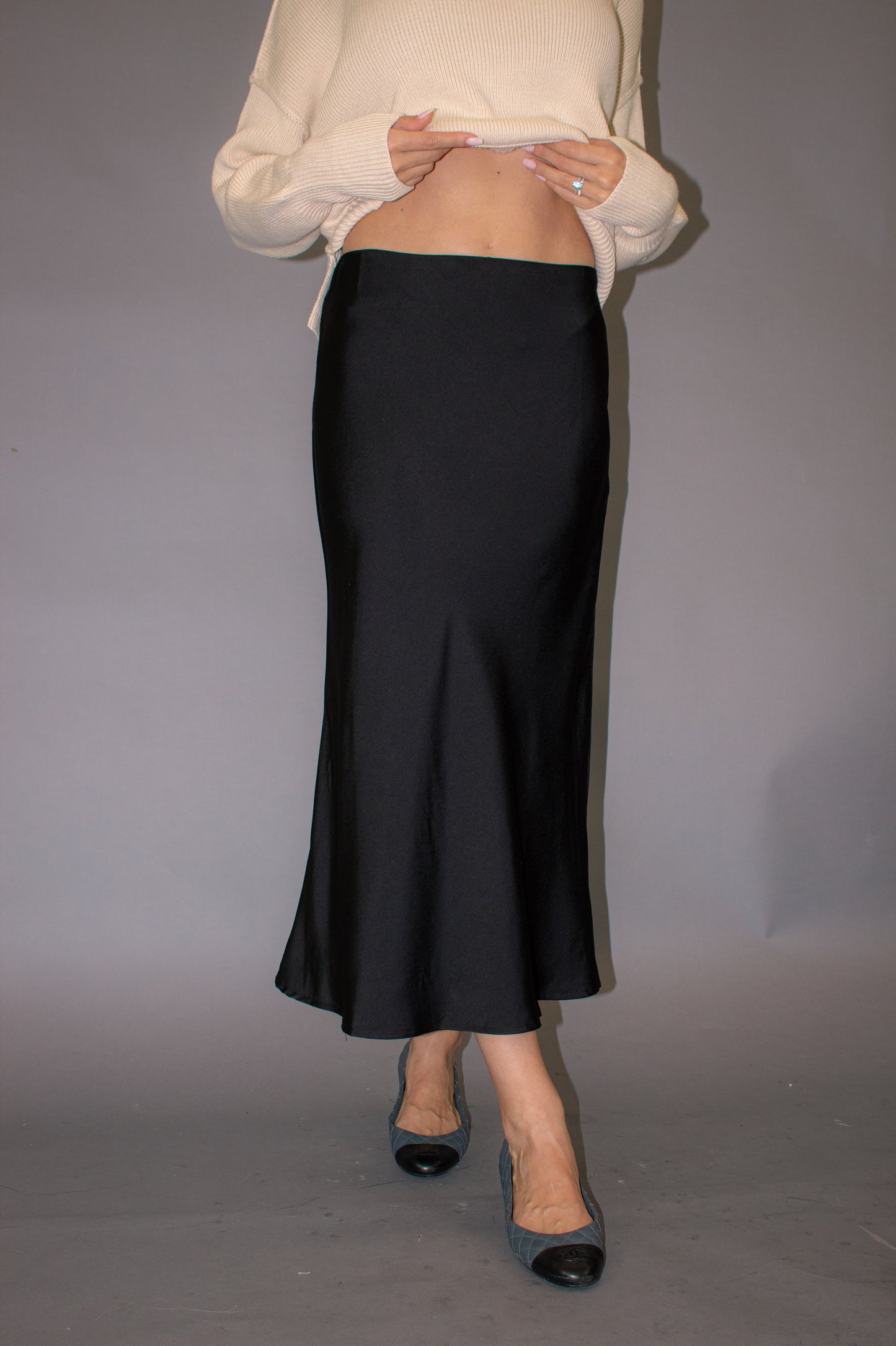 Big City Satin Midi Skirt