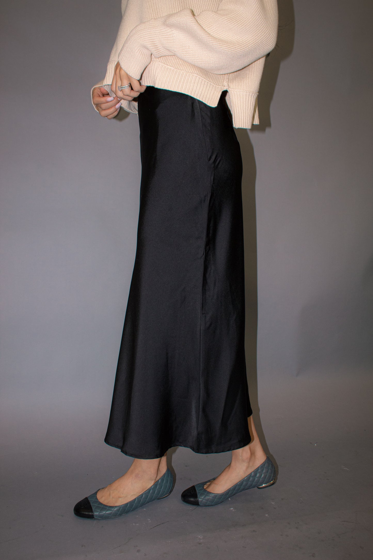 Big City Satin Midi Skirt