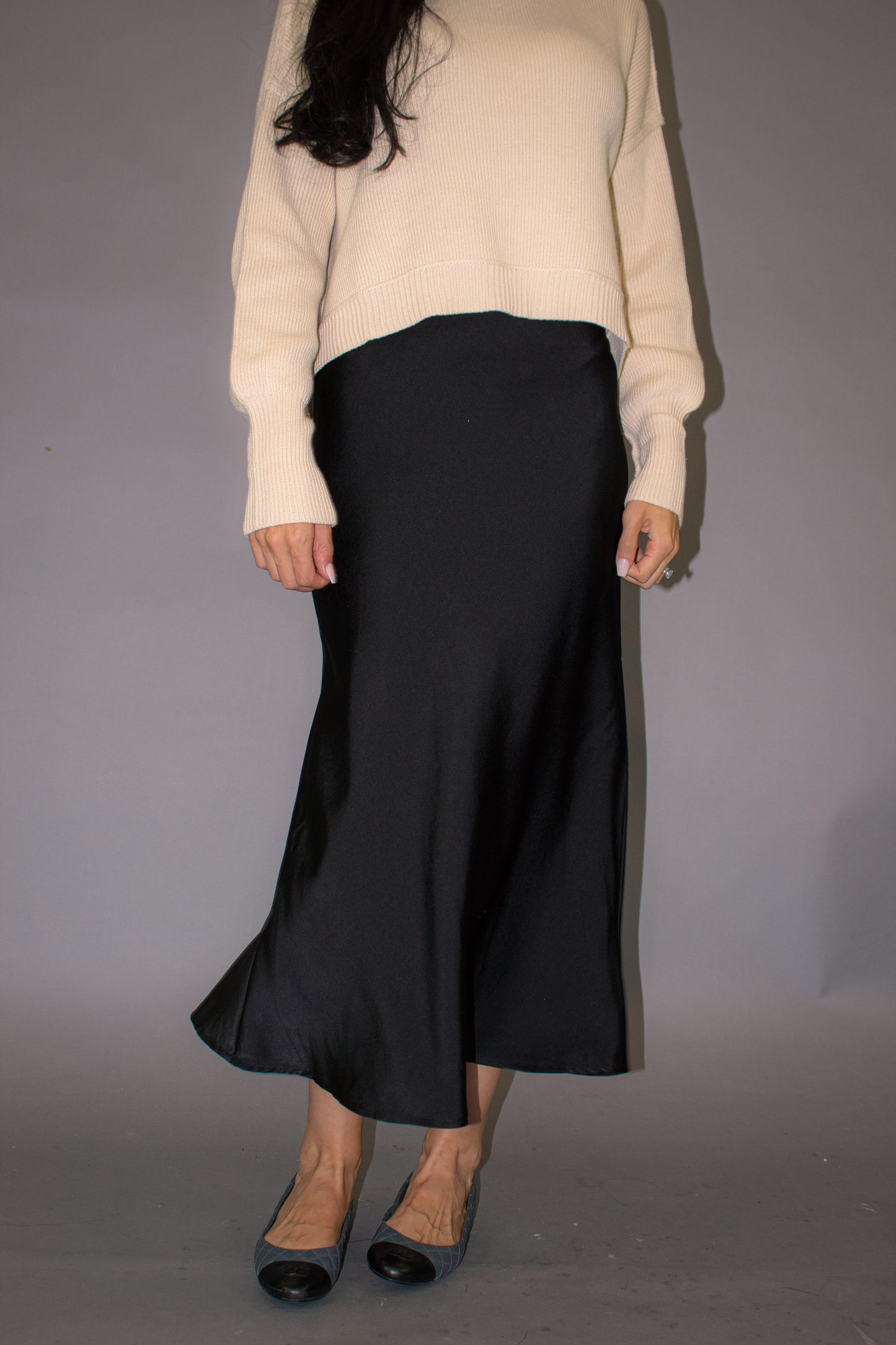 Big City Satin Midi Skirt