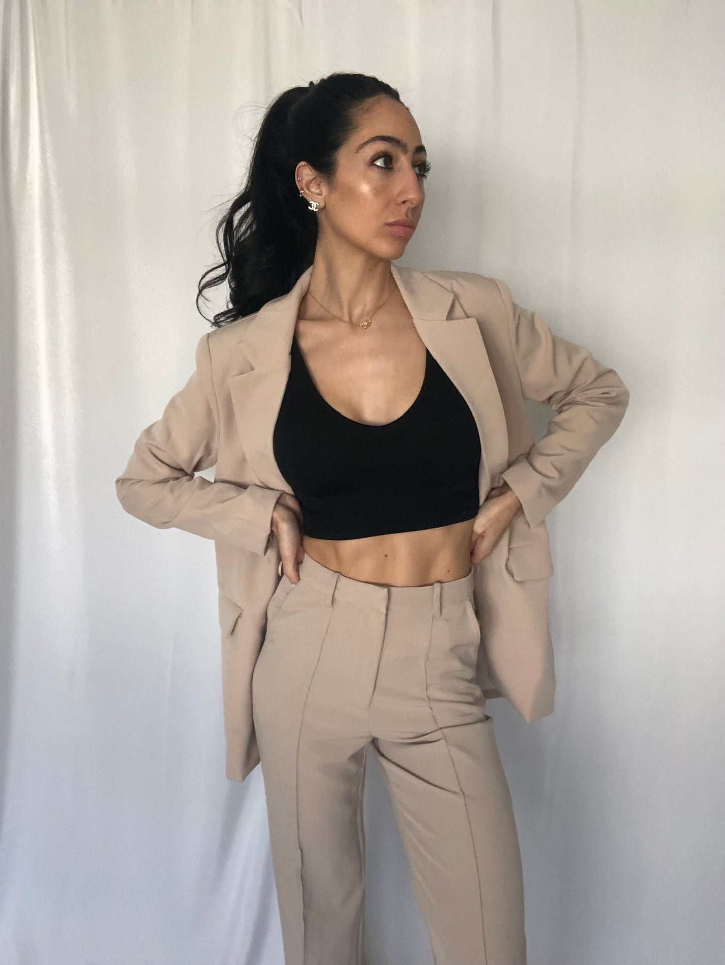 Fashionably Late Neutral Blazer-FINAL SALE