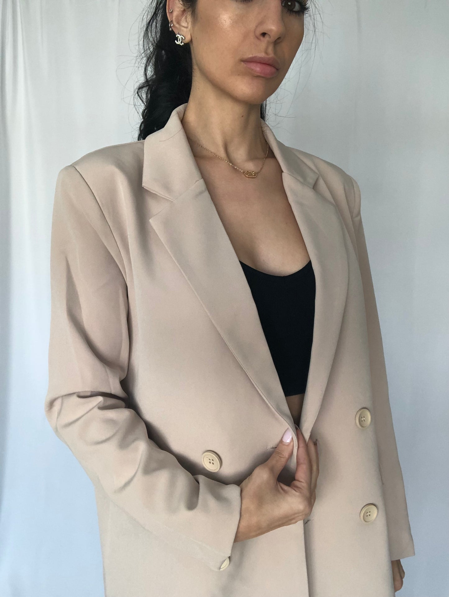 Fashionably Late Neutral Blazer-FINAL SALE