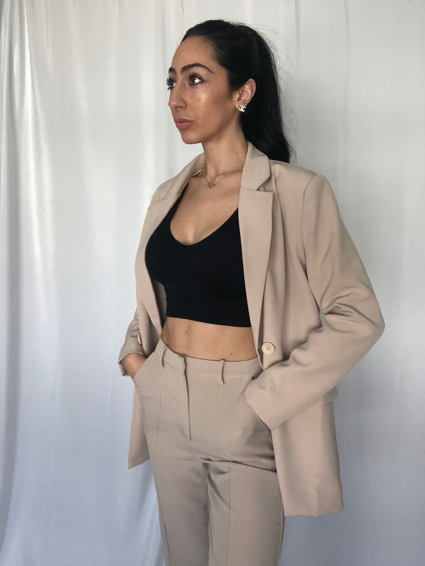 Fashionably Late Neutral Blazer-FINAL SALE