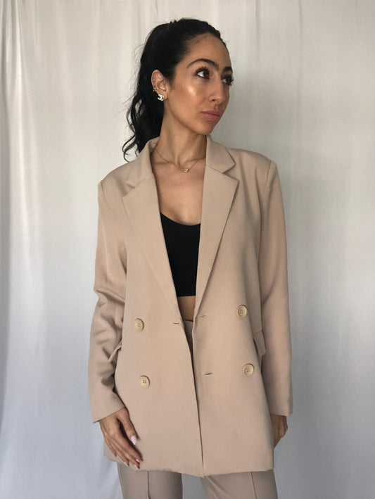 Fashionably Late Neutral Blazer-FINAL SALE