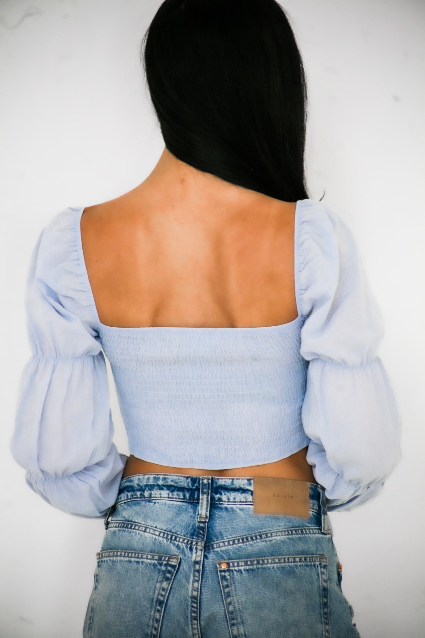 Blue Skies Linen Crop Top-FINAL SALE