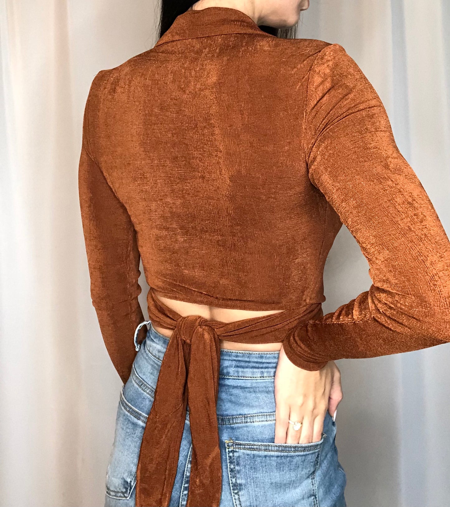 Copper Collared Wrap Top-FINAL SALE