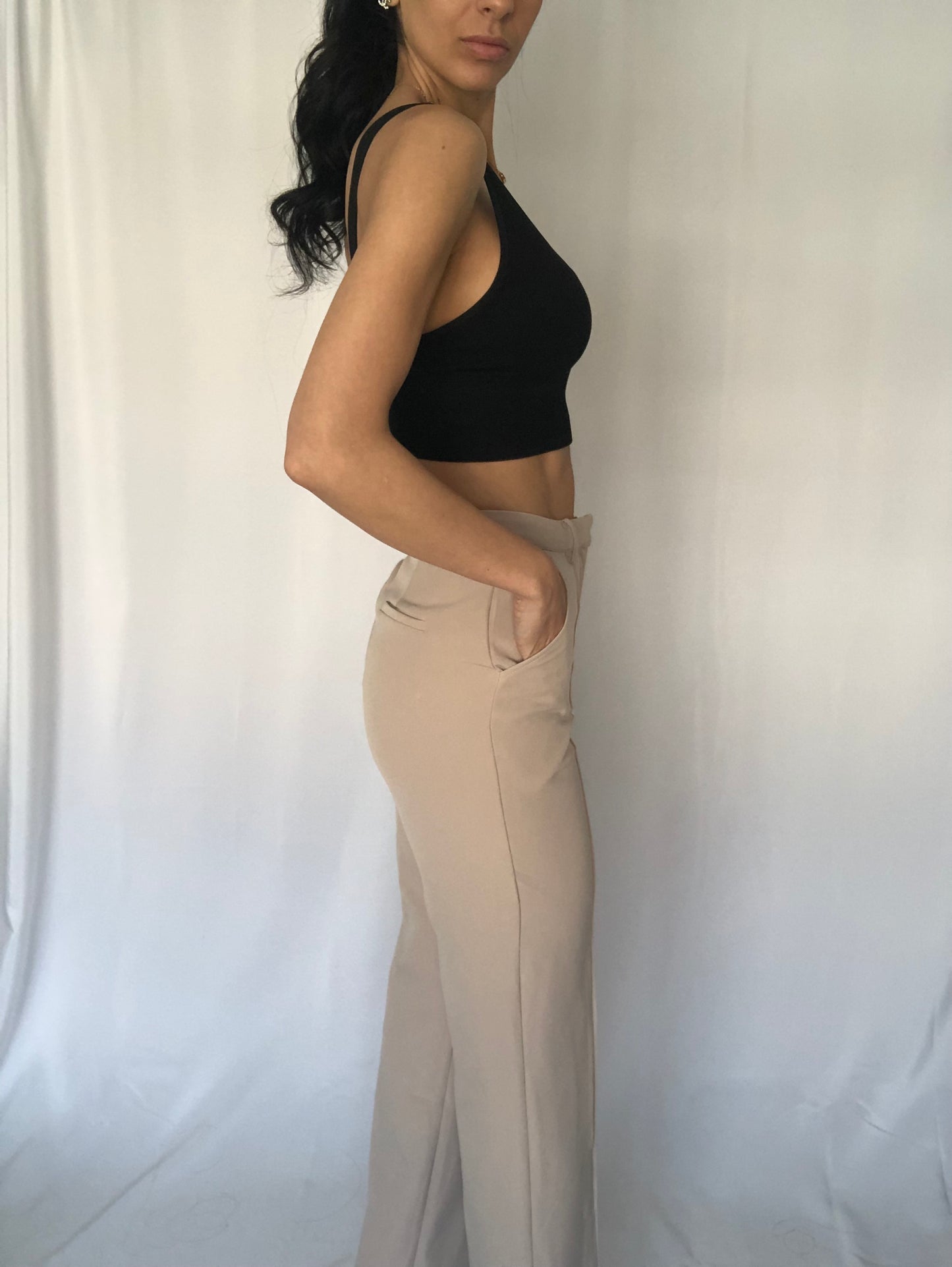 Fashionably Late Neutral Trouser-FINAL SALE