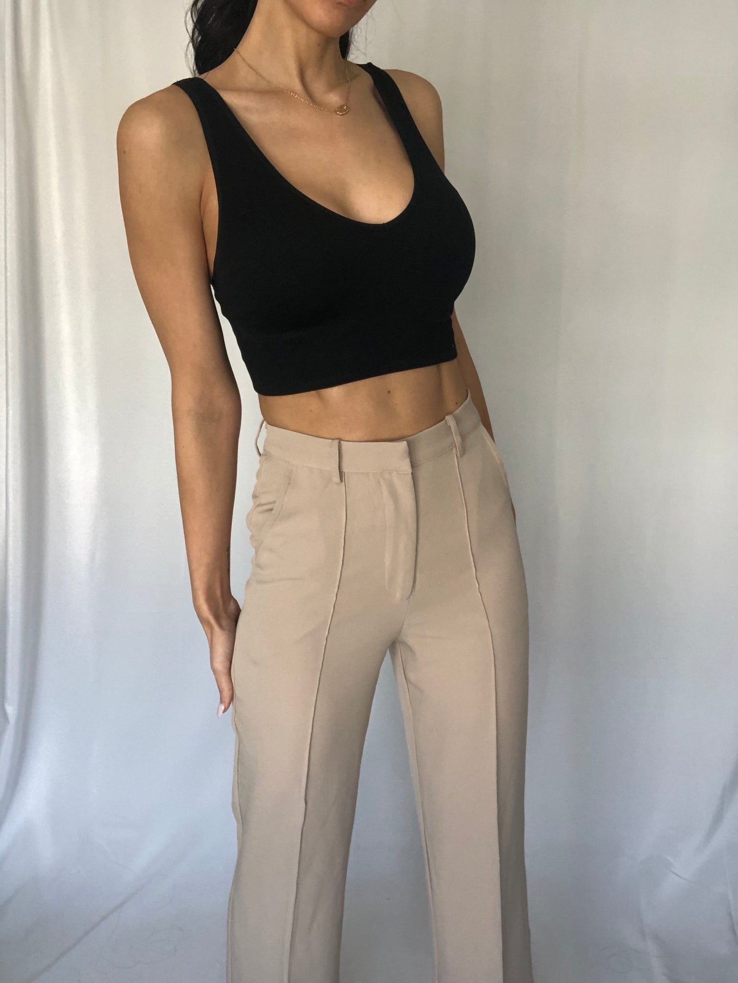 Fashionably Late Neutral Trouser-FINAL SALE