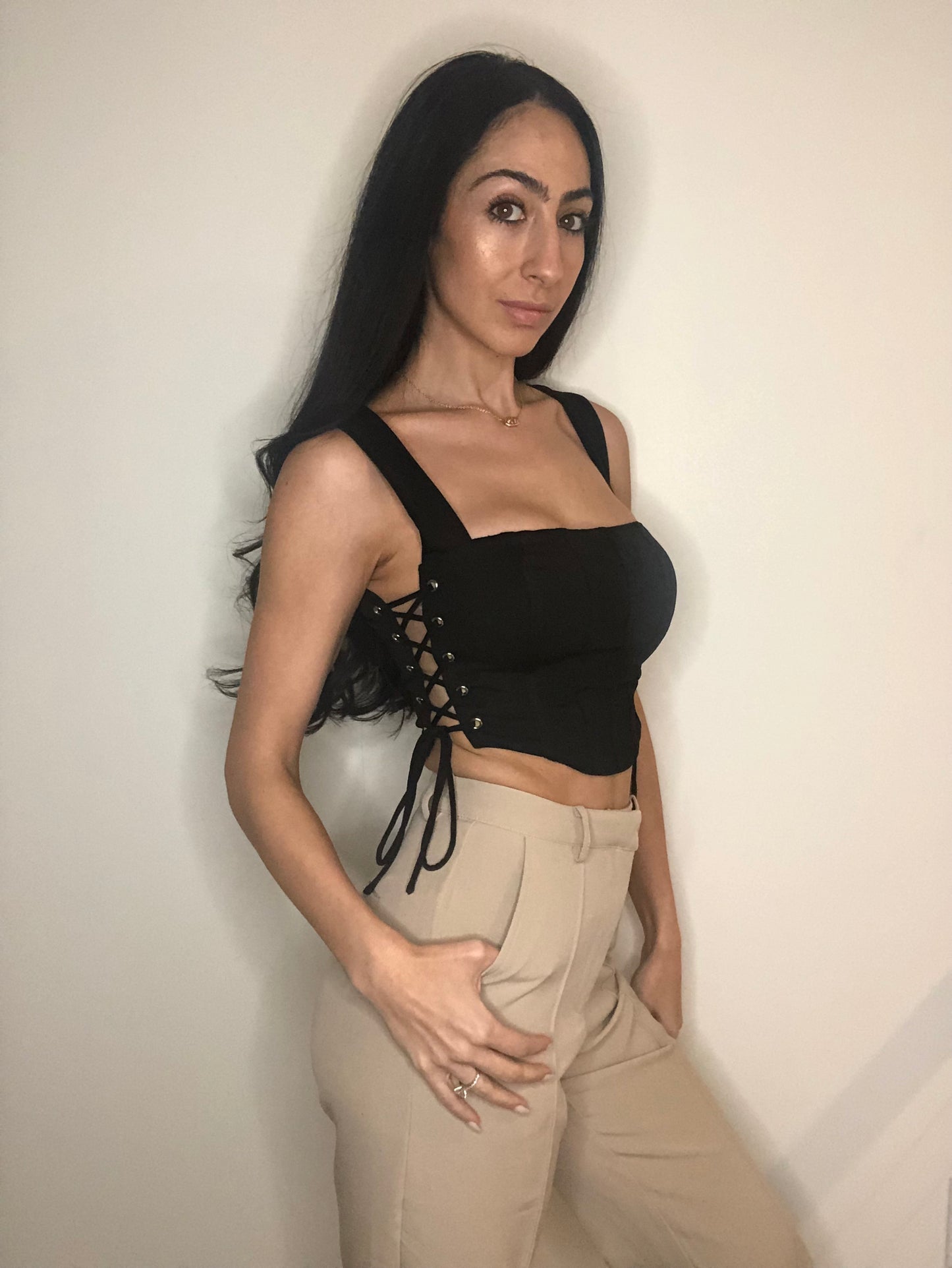 Edgy Black Corset Top-FINAL SALE