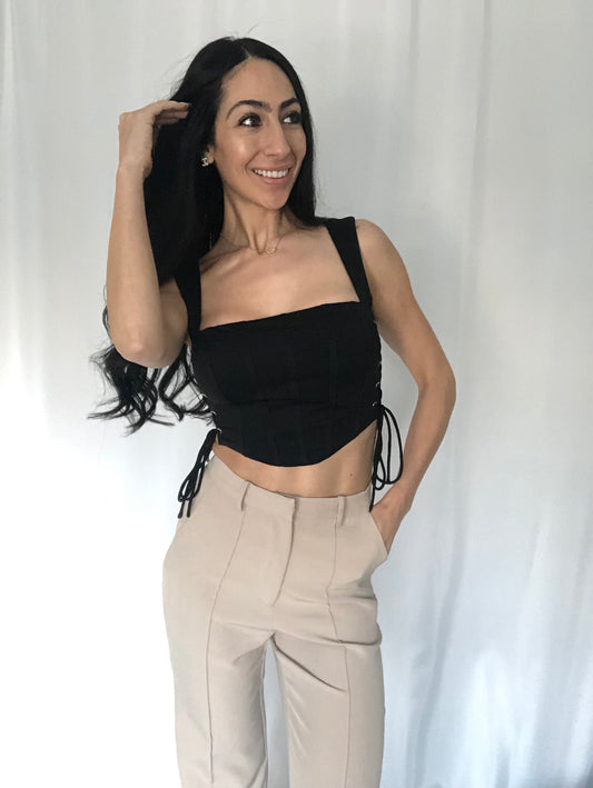 Edgy Black Corset Top-FINAL SALE