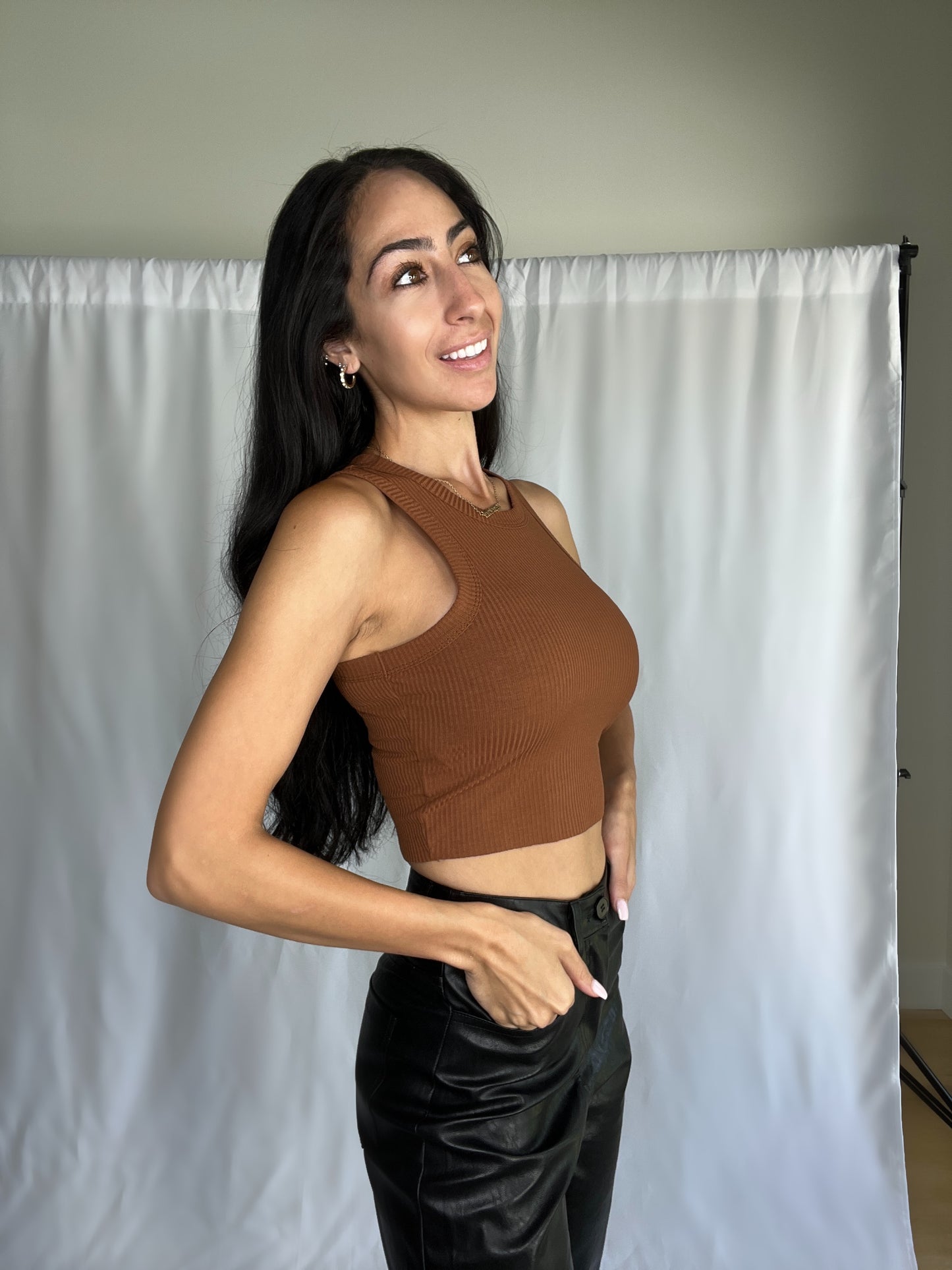 Copper Tone Crop Top-FINAL SALE