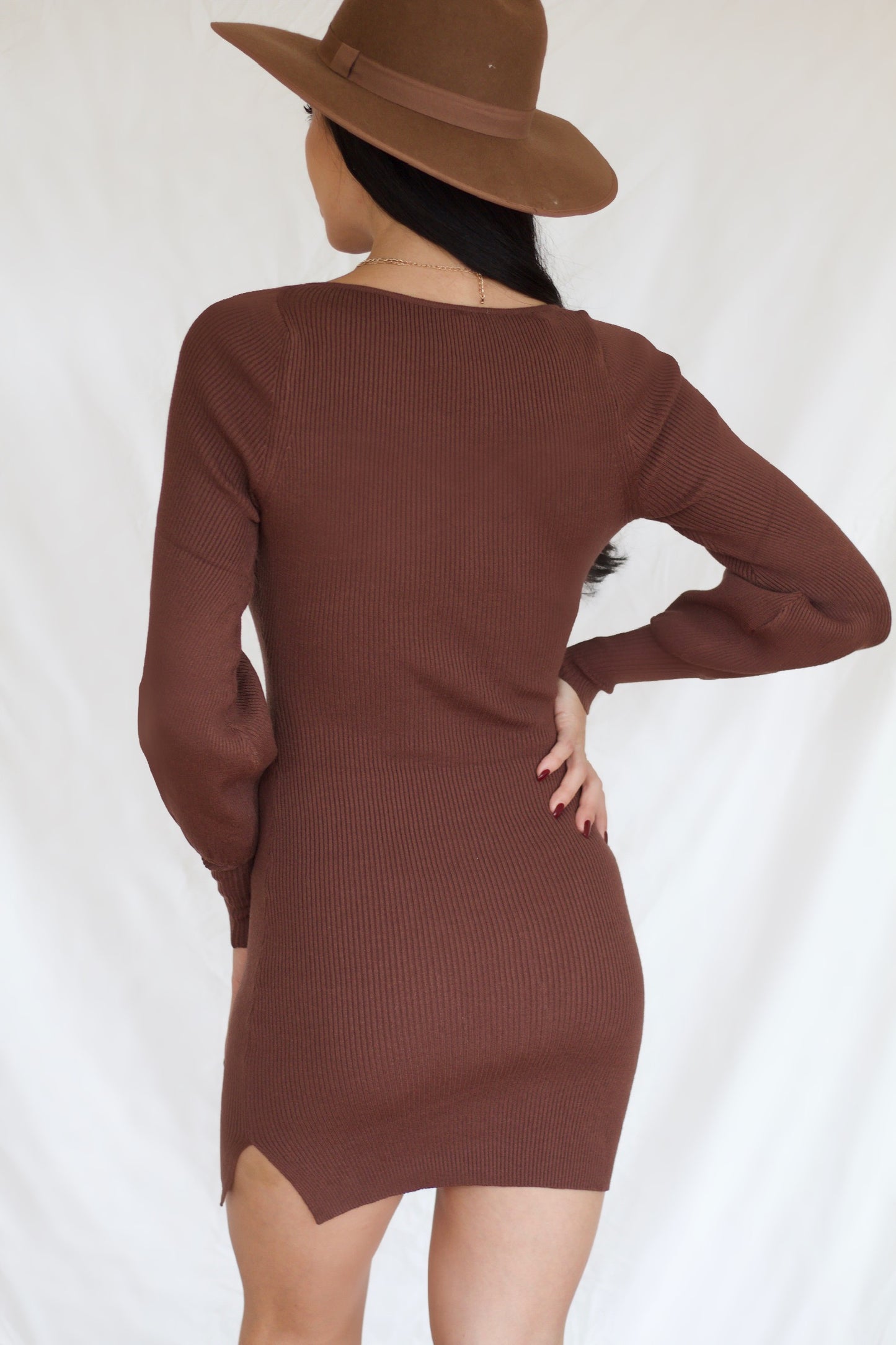 Mocha Bodycon Sweater Dress- FINAL SALE